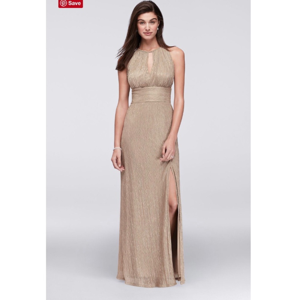 Metallic Halter A-Line Dress